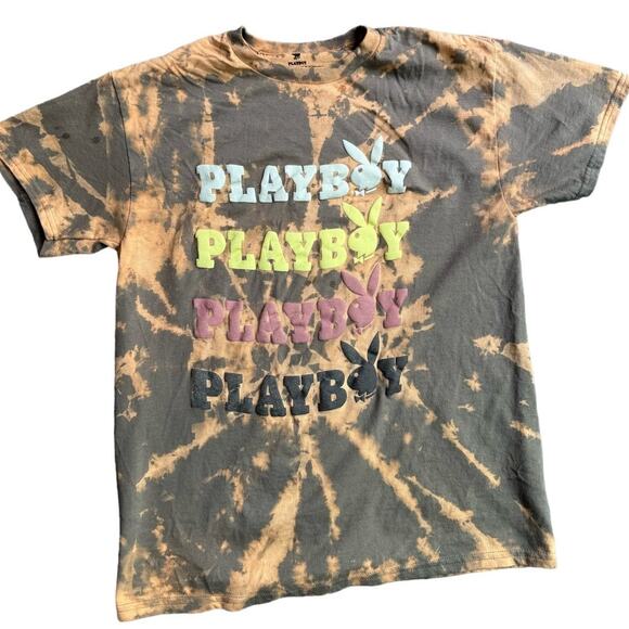 Playboy T-shirt.  Size Medium.  Bleach dyed. - Picture 6 of 6